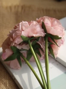 Bộ 5 Nhân Tạo Hoa Mẫu Đơn, Lụa Nhân Tạo Hoa Trang Trí Nhà Cưới Cho Cô Dâu Hoa Giả Giả Phòng Khách - Hồng - Xem 6