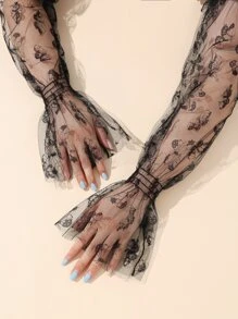 Cánh tay lưới hoa văn bướm - màu đen - Xem 2