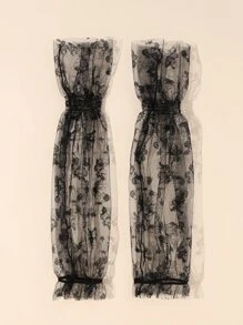 Cánh tay lưới hoa văn bướm - màu đen - Xem 3