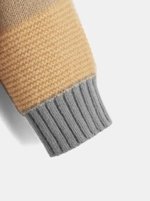 Toddler Boys Colour Block Drop Shoulder Cable Knit Jumper - Multicolor - View 4