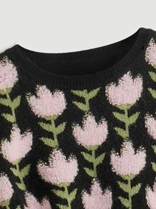 SHEIN MOD Áo len nữ Hoa Giải trí - Nhiều màu - Xem 4