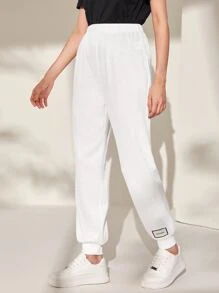 Mulvari Patched Detail Slant Pocket Joggers - White - View 2