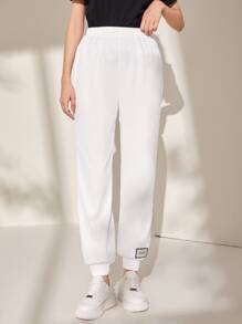 Mulvari Patched Detail Slant Pocket Joggers - White - View 4