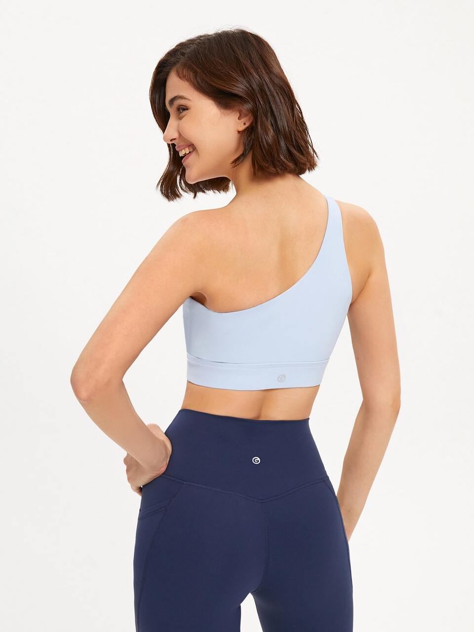 FeatherFit™ One Shoulder Bra Low Impact Yoga Pilates Daily Studio Removable Cups