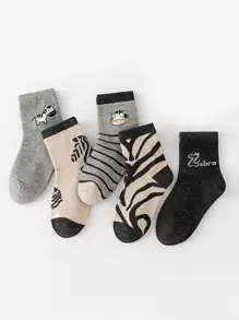 5 cặp/bộ Sọc Hoạt hình Vớ giữa bắp chân Đối với Con trai Và Cô gái - Nhiều màu - Xem 2