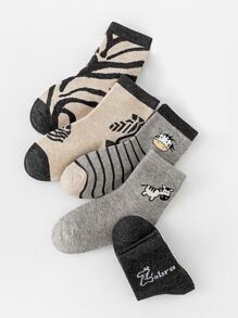 5 cặp/bộ Sọc Hoạt hình Vớ giữa bắp chân Đối với Con trai Và Cô gái - Nhiều màu - Xem 5