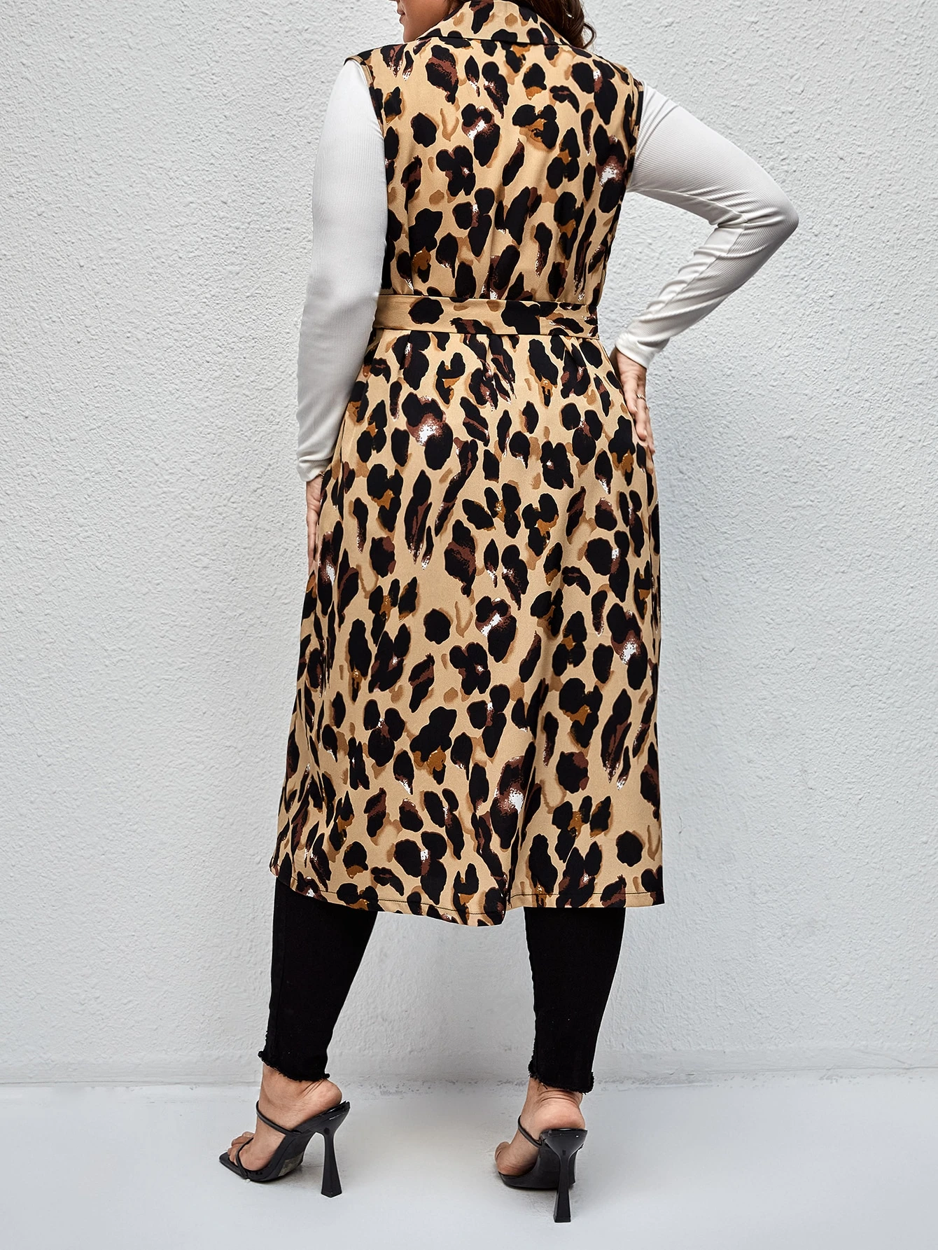 SHEIN Clasi Plus Leopard Print Belted Coat SHEIN USA