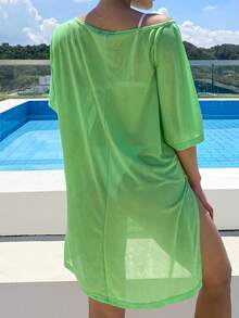AAmilife 夏季无衬大腿开叉罩衫 - 綠色 - 查看 2