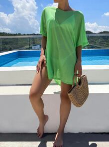 AAmilife 夏季无衬大腿开叉罩衫 - 綠色 - 查看 3