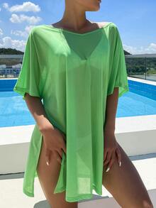 AAmilife 夏季无衬大腿开叉罩衫 - 綠色 - 查看 4