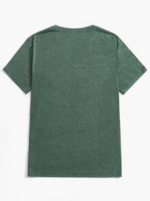 Manfinity VCAY Tops Nam Lá thư Giải trí - Màu xanh lá cây đậm - Xem 2