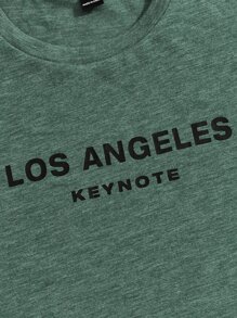 Manfinity VCAY Tops Nam Lá thư Giải trí - Màu xanh lá cây đậm - Xem 5