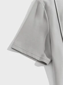 Manfinity VCAY Men Patched Detail Tee & Drawstring Waist Shorts - Grey - View 4