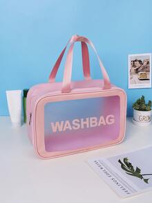 1pc Letter Graphic Toiletry Travel Bag - Pink - View 2