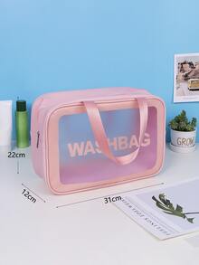 1pc Letter Graphic Toiletry Travel Bag - Pink - View 5