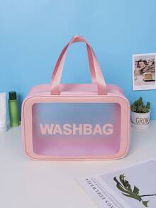 1pc Letter Graphic Toiletry Travel Bag - Pink - View 6