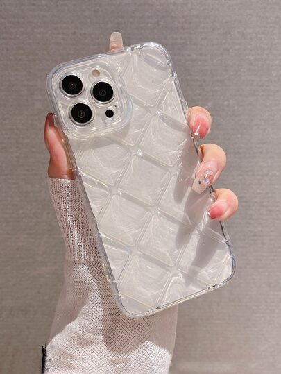 极简3D菱形全包防震手机壳，兼容 17/17 Pro Max/17/16 Pro Max/16/16 Pro/16 Plus/15/15 Pro Max/15 Pro/15 Plus/11/12/13/14 Pro Max/XS/XR/11 Pro/11 Pro Max/12 Pro/12 Pro Max/13 Pro/13 Pro Max/7 Plus/14 Pro/14 Pro Max/14 Plus/7 Plus/8 Plus/8/SE2，软壳