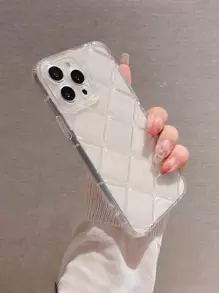 极简3D菱形全包防震手机壳，兼容 17/17 Pro Max/17/16 Pro Max/16/16 Pro/16 Plus/15/15 Pro Max/15 Pro/15 Plus/11/12/13/14 Pro Max/XS/XR/11 Pro/11 Pro Max/12 Pro/12 Pro Max/13 Pro/13 Pro Max/7 Plus/14 Pro/14 Pro Max/14 Plus/7 Plus/8 Plus/8/SE2，软壳 - 無色 - 查看 5