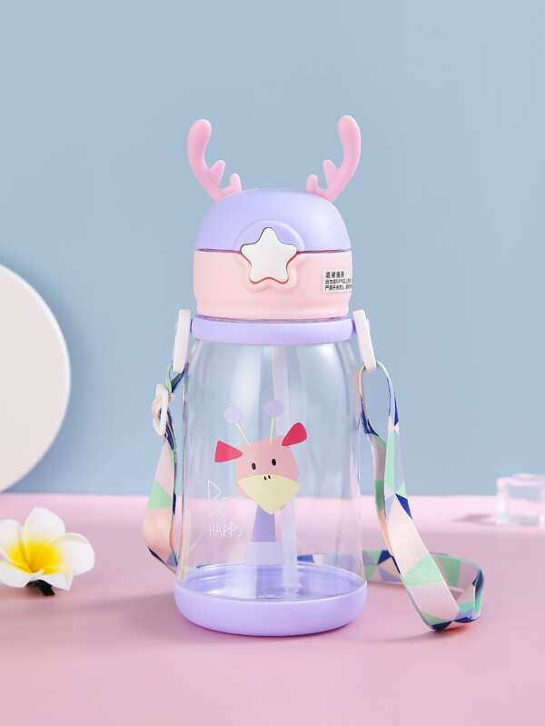 1pc Cartoon Graphic Antler Shaped Water Bottle