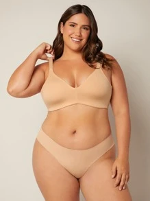 LUVLETTE Plus Wireless T-Shirt Bra Lounge Bra - Apricot - View 9