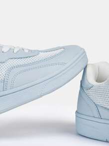 Knit Detail Lace-up Front Skate Shoes - Baby Blue - View 3