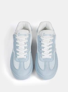 Knit Detail Lace-up Front Skate Shoes - Baby Blue - View 4