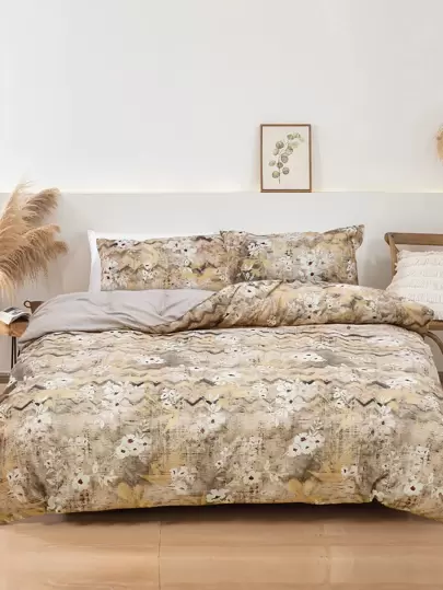 Flower Pattern Duvet Cover Set Without Filler