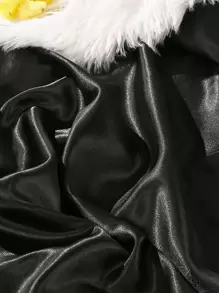 3pcs Satin Duvet Cover Set, Imitation Bedding Set, Solid Color Quilt Cover Set (1pc Duvet Cover And 2pcs Pillowcases) - Black - View 3