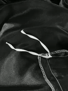 3pcs Satin Duvet Cover Set, Imitation Bedding Set, Solid Color Quilt Cover Set (1pc Duvet Cover And 2pcs Pillowcases) - Black - View 7