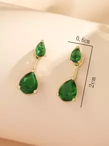 Áo khoác bông tai trang trí hình giọt nước Rhinestone - Màu xanh lá cây đậm - Xem 5