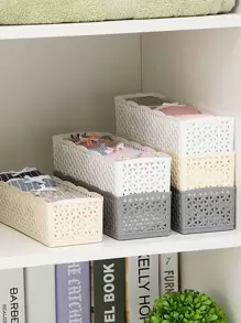 1pc Hollow Random Color Drawer Storage Box, 5 Grid PP Socks Storage Basket For Home - Multicolor - View 1