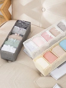 1pc Hollow Random Color Drawer Storage Box, 5 Grid PP Socks Storage Basket For Home - Multicolor - View 2