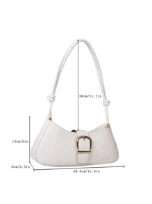 輕便商務休閒簡約搭扣設計長方形包適合青少年女孩女大學生、菜鳥和白領非常適合辦公室、大學、工作、商務、通勤、戶外、旅行、郊遊 - 白色 - 查看 9