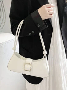 輕便商務休閒簡約搭扣設計長方形包適合青少年女孩女大學生、菜鳥和白領非常適合辦公室、大學、工作、商務、通勤、戶外、旅行、郊遊 - 白色 - 查看 5