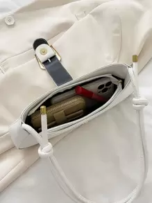 輕便商務休閒簡約搭扣設計長方形包適合青少年女孩女大學生、菜鳥和白領非常適合辦公室、大學、工作、商務、通勤、戶外、旅行、郊遊 - 白色 - 查看 8