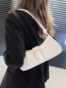 輕便商務休閒簡約搭扣設計長方形包適合青少年女孩女大學生、菜鳥和白領非常適合辦公室、大學、工作、商務、通勤、戶外、旅行、郊遊 - 白色 - 查看 4