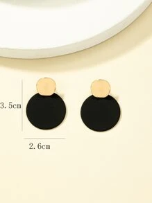 Round Drop Earrings - Black - View 4