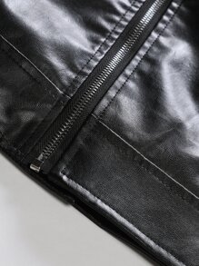 Manfinity Men Zip Up PU Biker Jacket - Black - View 6