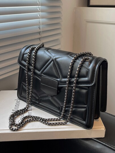 Gesteppte quadratische Tasche mit Klappe und Kette für Teenager, Mädchen, Frauen, Studenten, Neulinge und Angestellte, perfekt für Büro, Arbeit, Business, Pendeln. Beste Arbeitstasche für Frauen