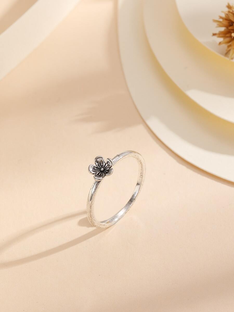 Nhẫn trang trí hoa - Màu Bạc Cổ - Xem 1