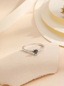 Nhẫn trang trí hoa - Màu Bạc Cổ - Xem 2