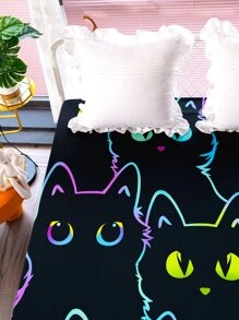 Cat Print Fitted Sheet - Multicolor - View 5