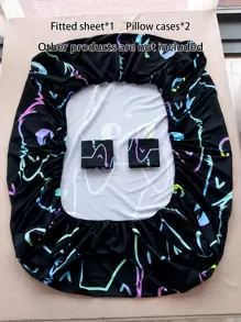 Set sábana bajera sin relleno con patrón de gato - Multicolor - Ver 7