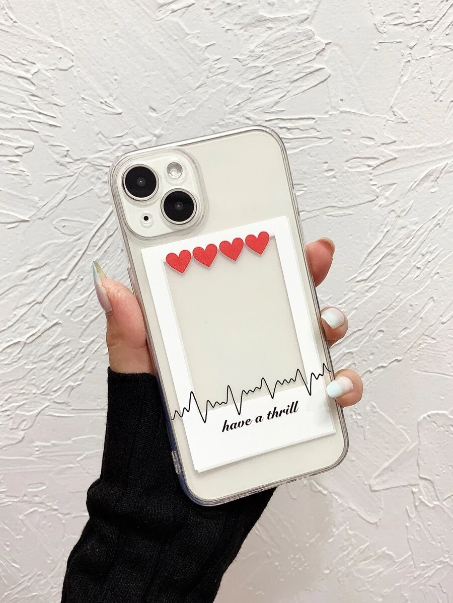 愛心圖案手機外殼 - 無色 - 查看 1