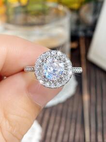 Cubic Zirconia Decor Ring - Silver - View 4