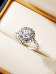 Cubic Zirconia Decor Ring - Silver - View 3