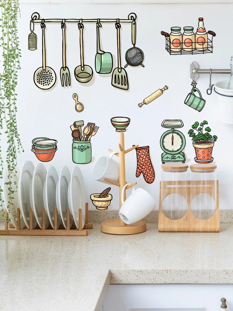 1入組卡通圖案廚房貼紙 - 彩色 - 查看 1