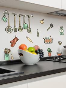 1入組卡通圖案廚房貼紙 - 彩色 - 查看 2