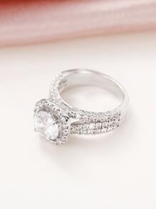 1 件经典方晶锆石戒指，适合女士，情人节礼物，婚礼派对珠宝，妈妈，母亲，母亲节，礼物 - 銀色 - 查看 5