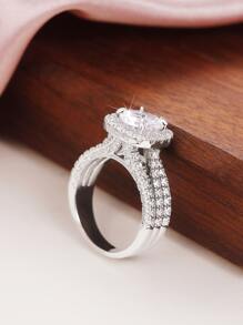 1 件经典方晶锆石戒指，适合女士，情人节礼物，婚礼派对珠宝，妈妈，母亲，母亲节，礼物 - 銀色 - 查看 6